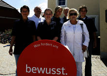 Das „Empfangskommittee“ um Helga Lübs, Ltg. Unternehmenskommunikation